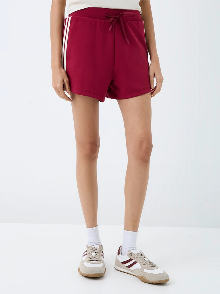 Nuoflexx Red Striped High-Rise Shorts