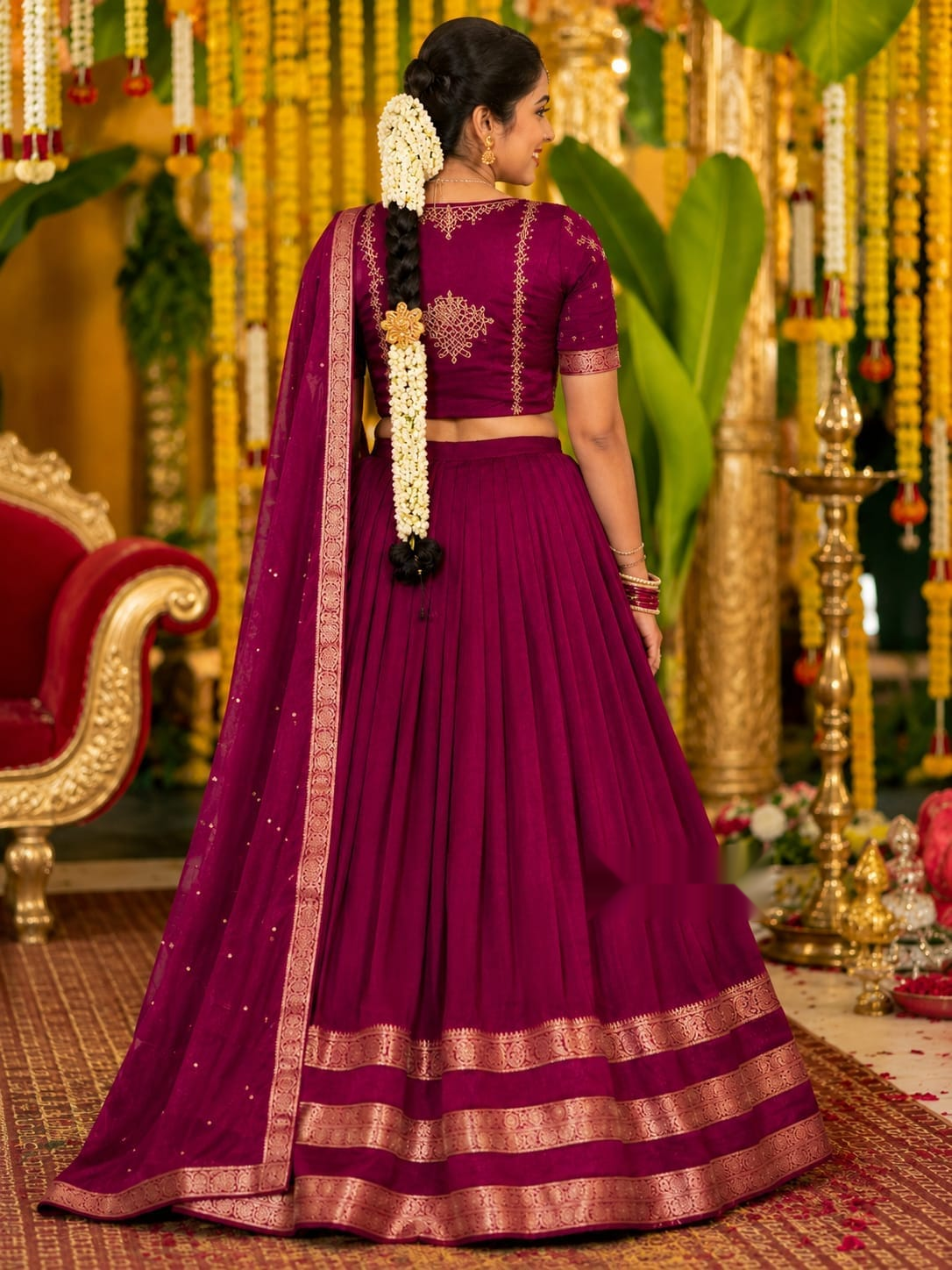 Soft Silk Lehenga Choli with Voni