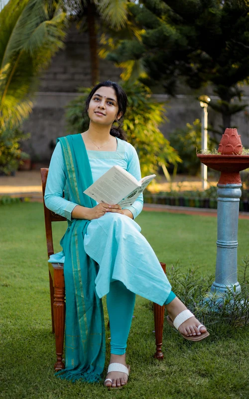 Aqua South Cotton Straight-Cut Kurti with Dupatta