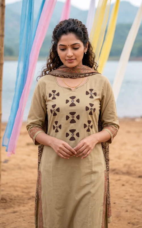 Handblock semi-Aline kurti