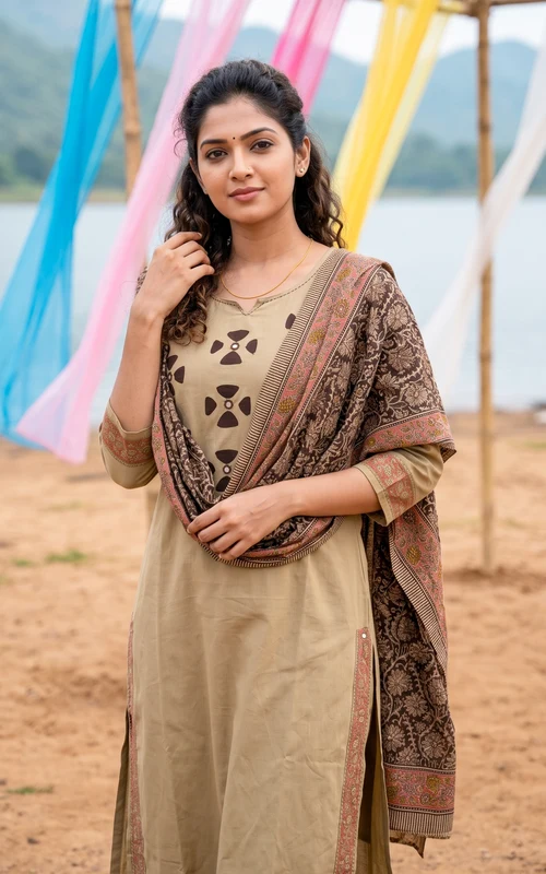 Handblock semi-Aline kurti