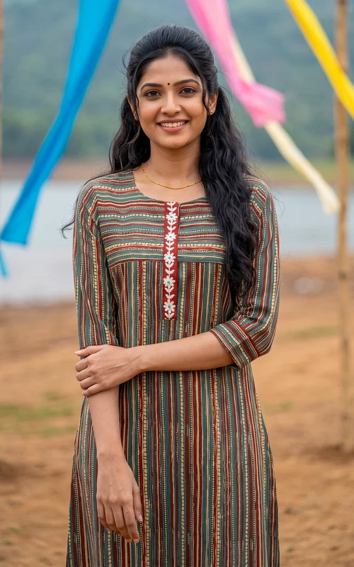 Multicolor Thread Embroidered Straight-Cut Kurti