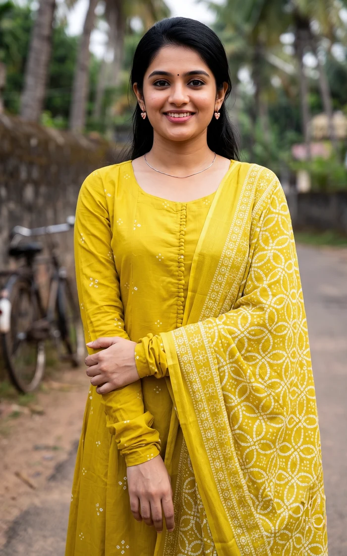 Lime Green A-Line Kurti with Dupatta