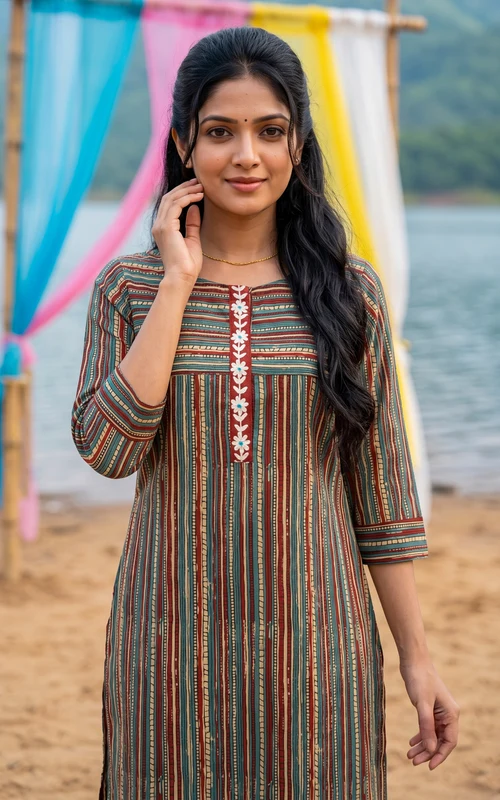 Multicolor Thread Embroidered Straight-Cut Kurti