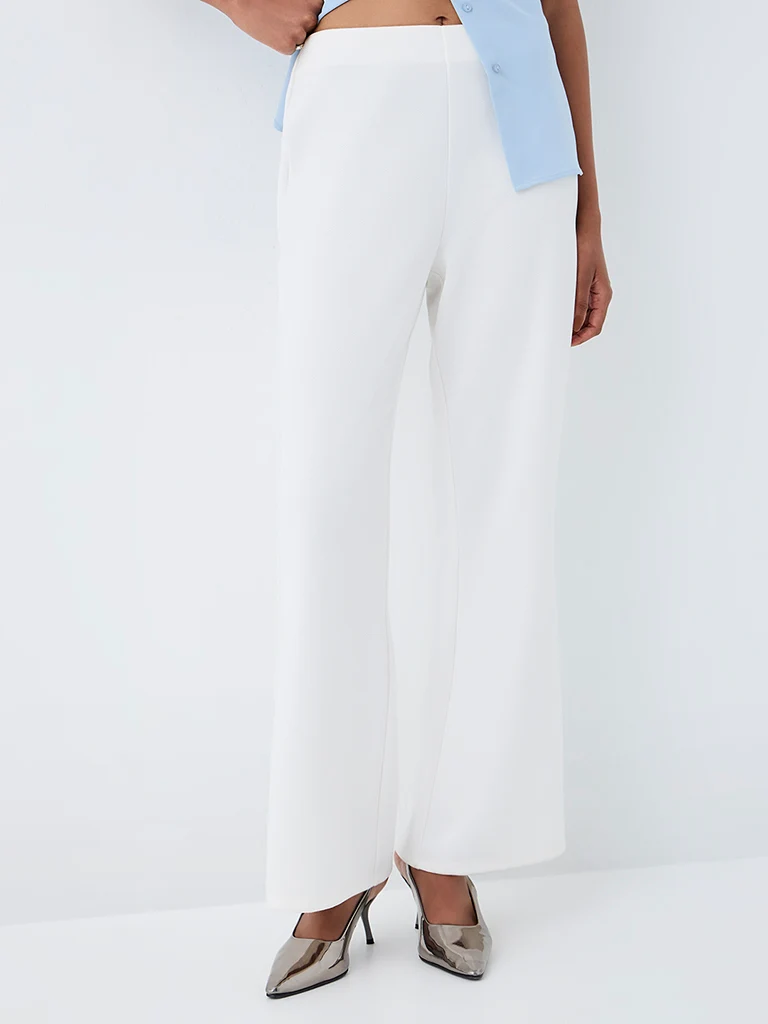 Wardrobe White High-Rise Flared Trouser