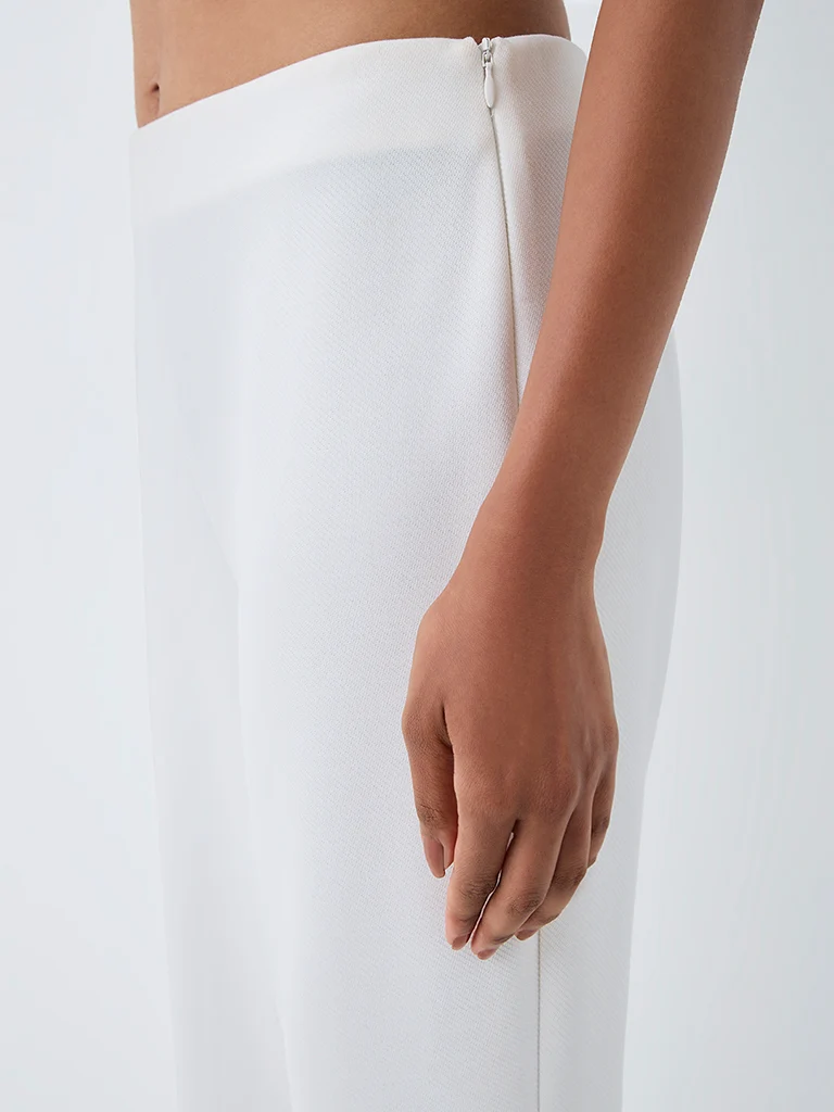 Wardrobe White High-Rise Flared Trouser