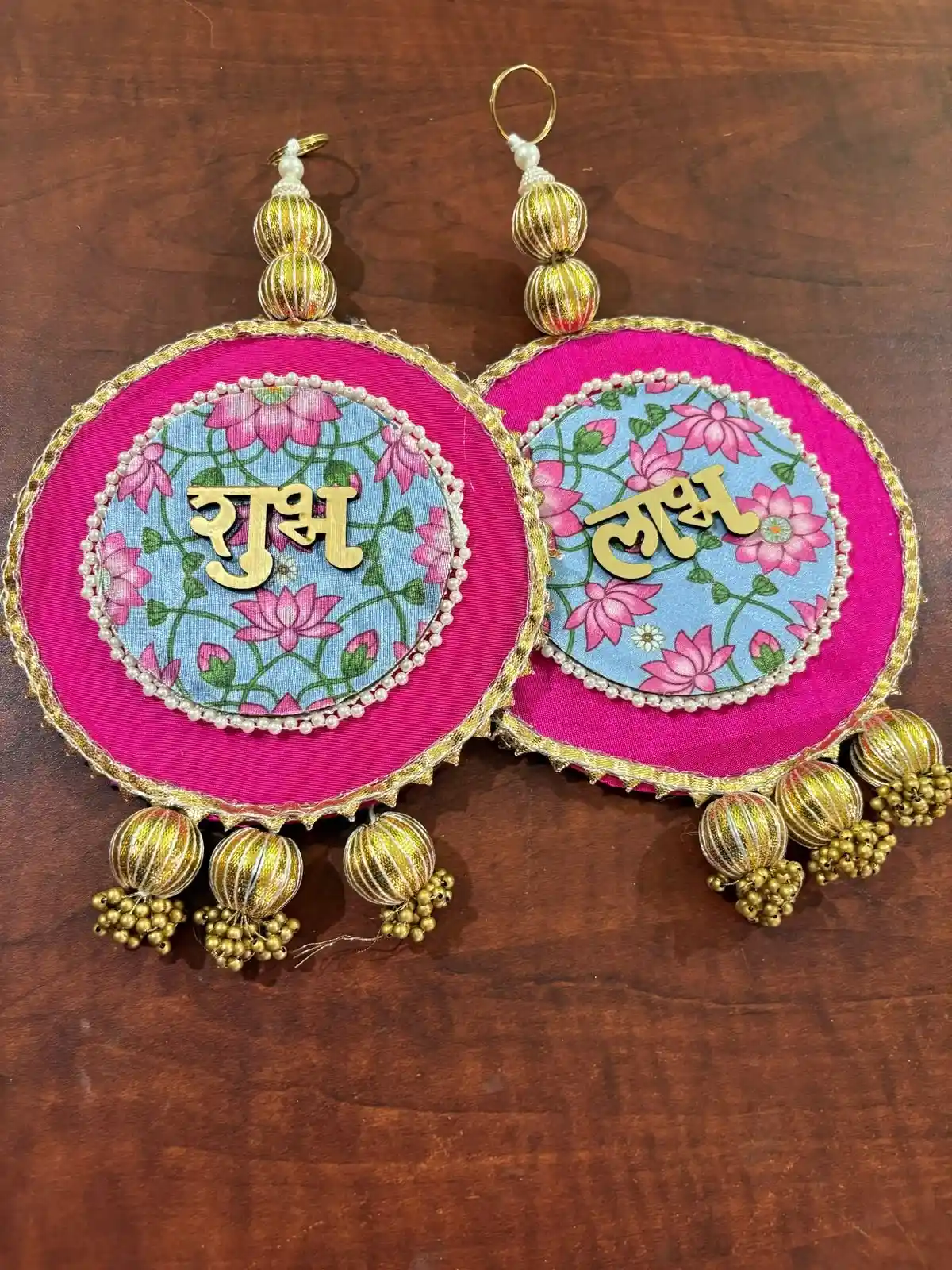 Round pichwai Shubh Labh Hangings (one pair)
