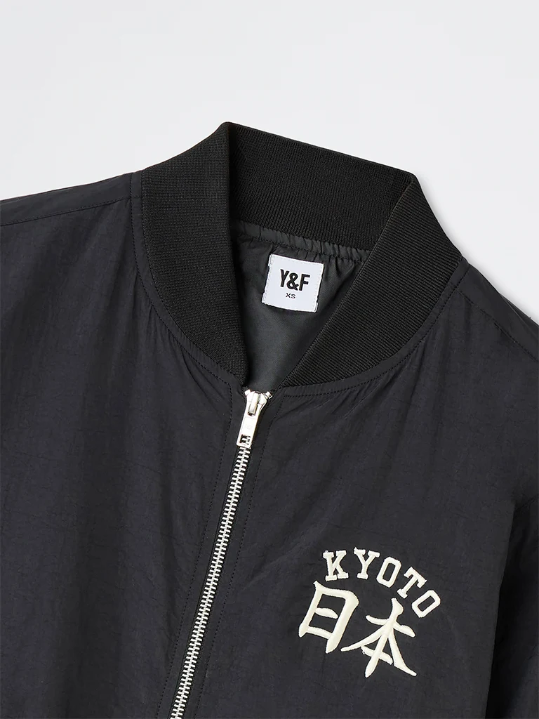 Boys Black Text-Detail Bomber Jacket