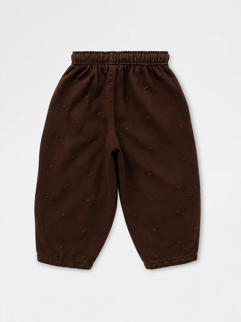 Kids Girls Brown Heart Embroidered High-Rise Relaxed-Fit Jeans