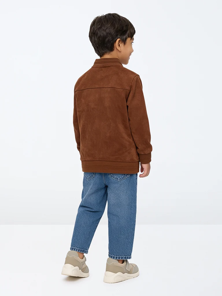 HOP Kids Boys Tan Solid Suede Jacket