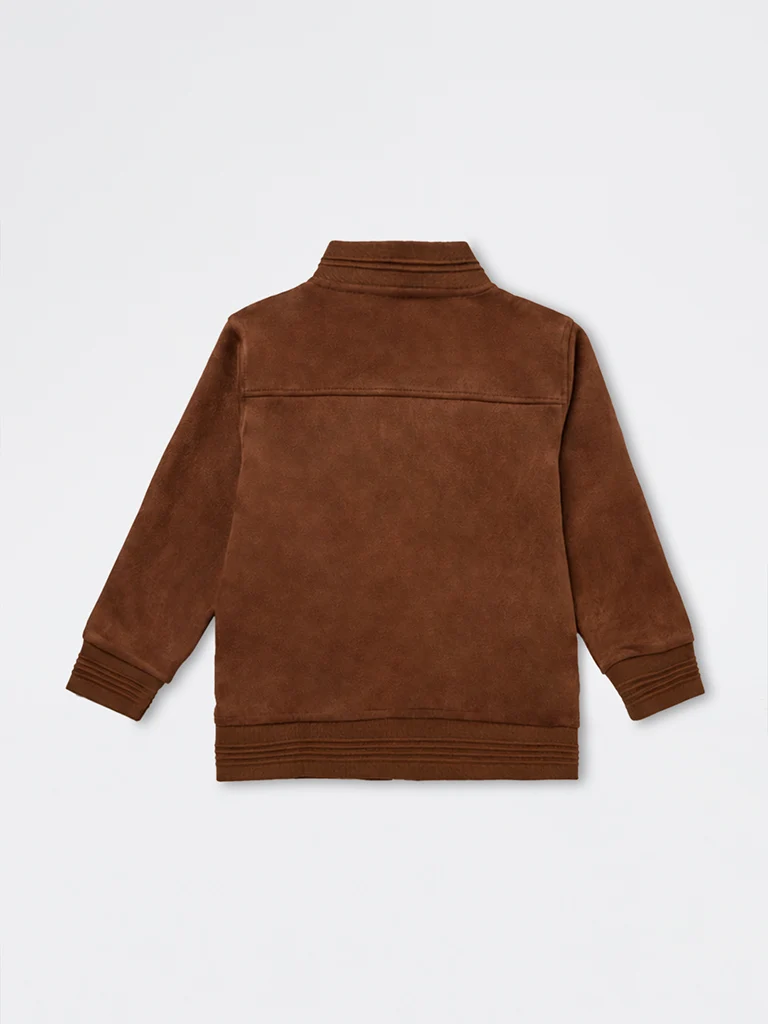 HOP Kids Boys Tan Solid Suede Jacket