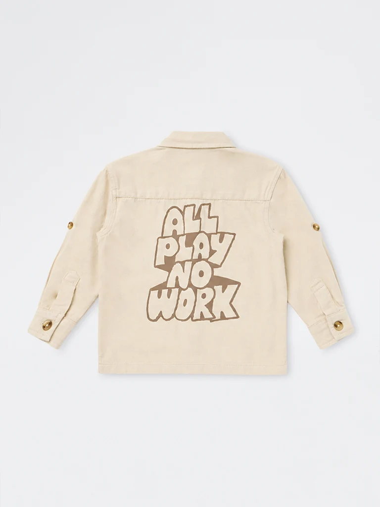 HOP Kids Boys Off-White Text-Printed Denim Jacket