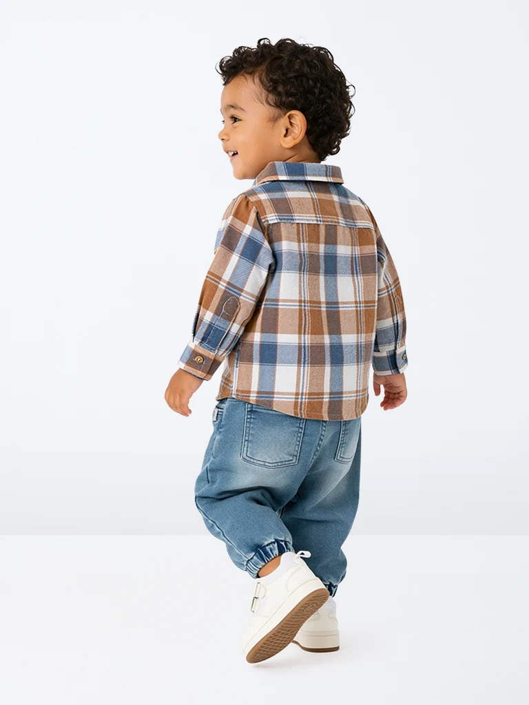 HOP Baby Boys Blue Faded High-Rise Jeans