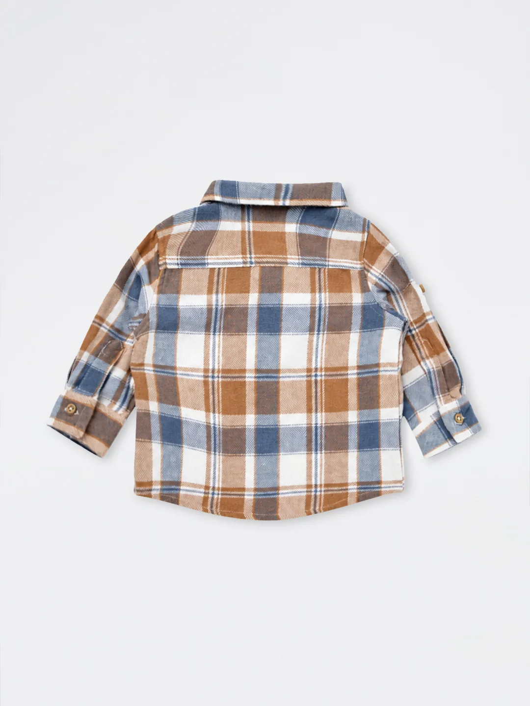HOP Baby Boys Light Brown Checkered Cotton Shirt