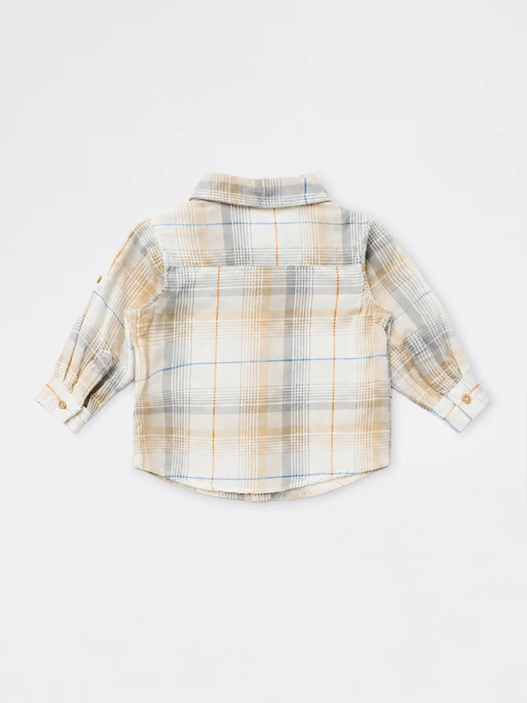 HOP Baby Boys Multicolour Checkered Cotton Shirt