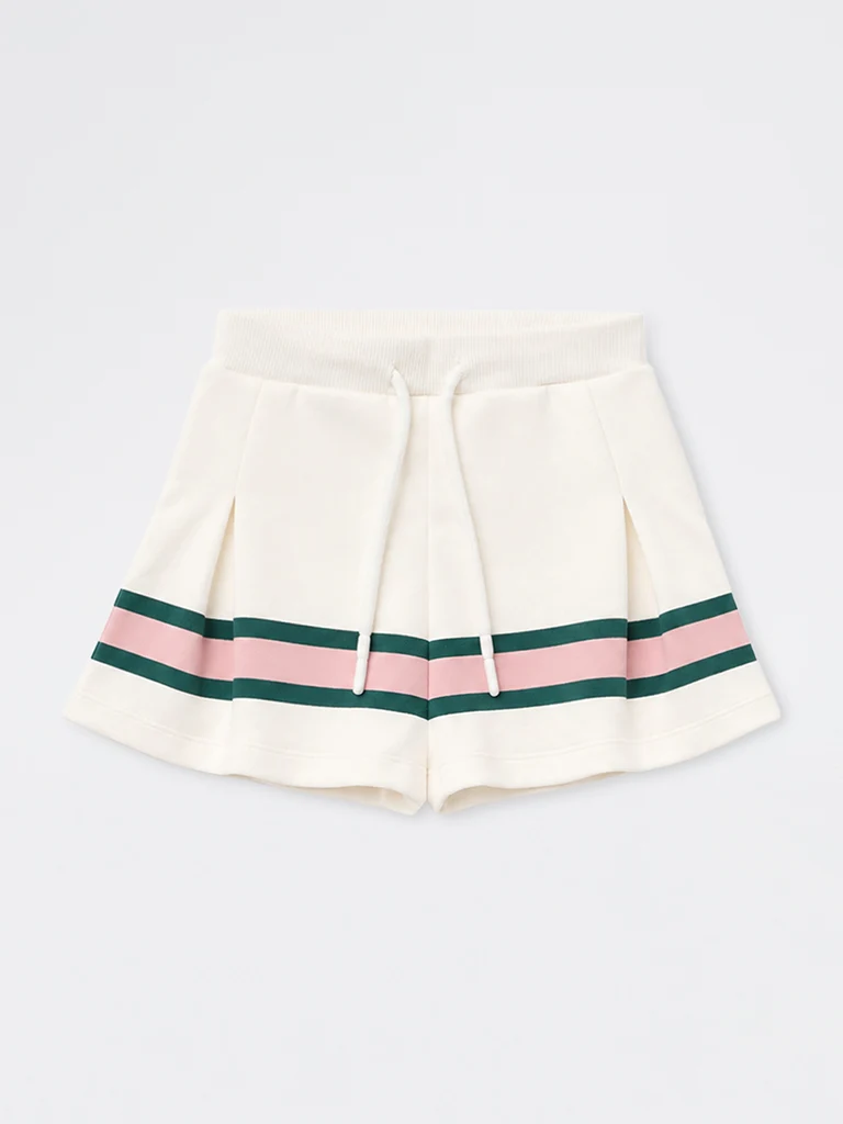 HOP Kids Girls Off-White Striped High-Rise Skirt