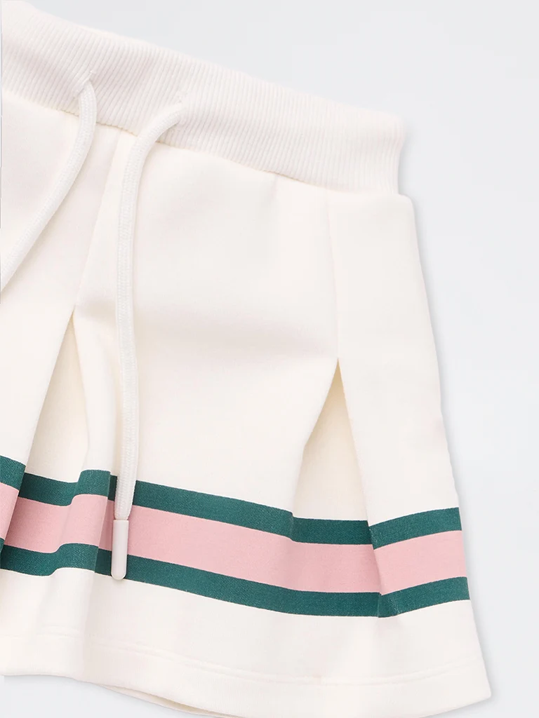 HOP Kids Girls Off-White Striped High-Rise Skirt