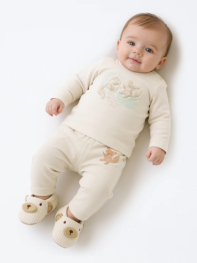 HOP Baby Boys Light Beige Animal Printed Cotton T-Shirts - Pack of 3