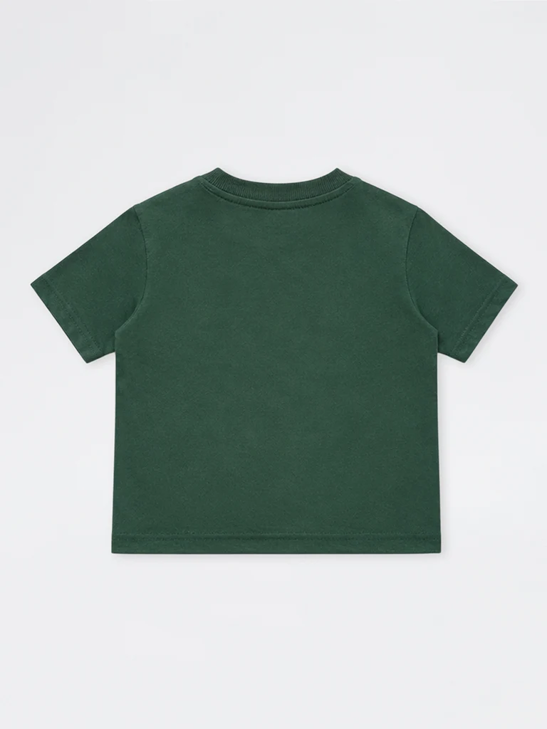 HOP Kids Boys Green Teddy Design Cotton T-Shirt