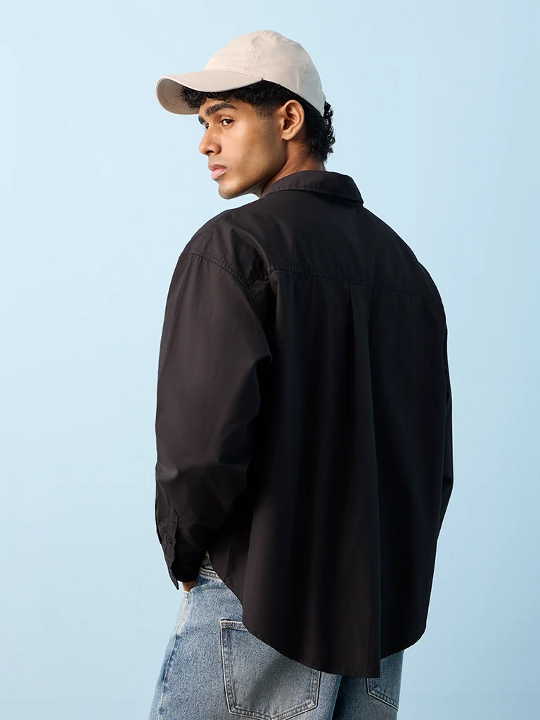 Nuon Black Boxy-Fit Cotton Shirt
