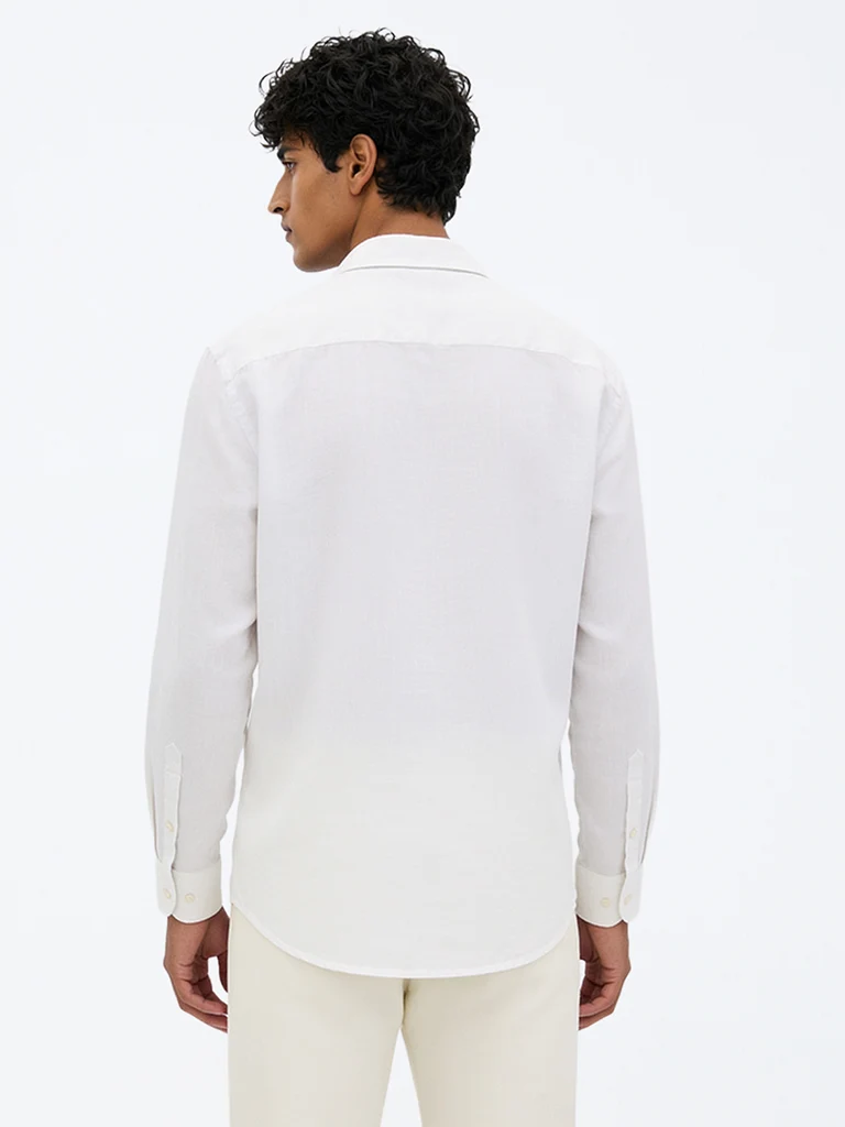 Ascot Navy Solid Relaxed-Fit Linen Shirt