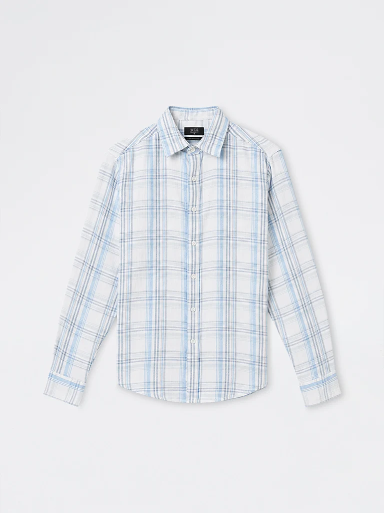 Casuals Blue Checkered Relaxed-Fit Shirt
