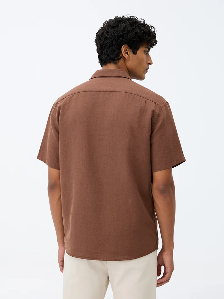 WES Casuals Light Brown Relaxed-Fit Shirt