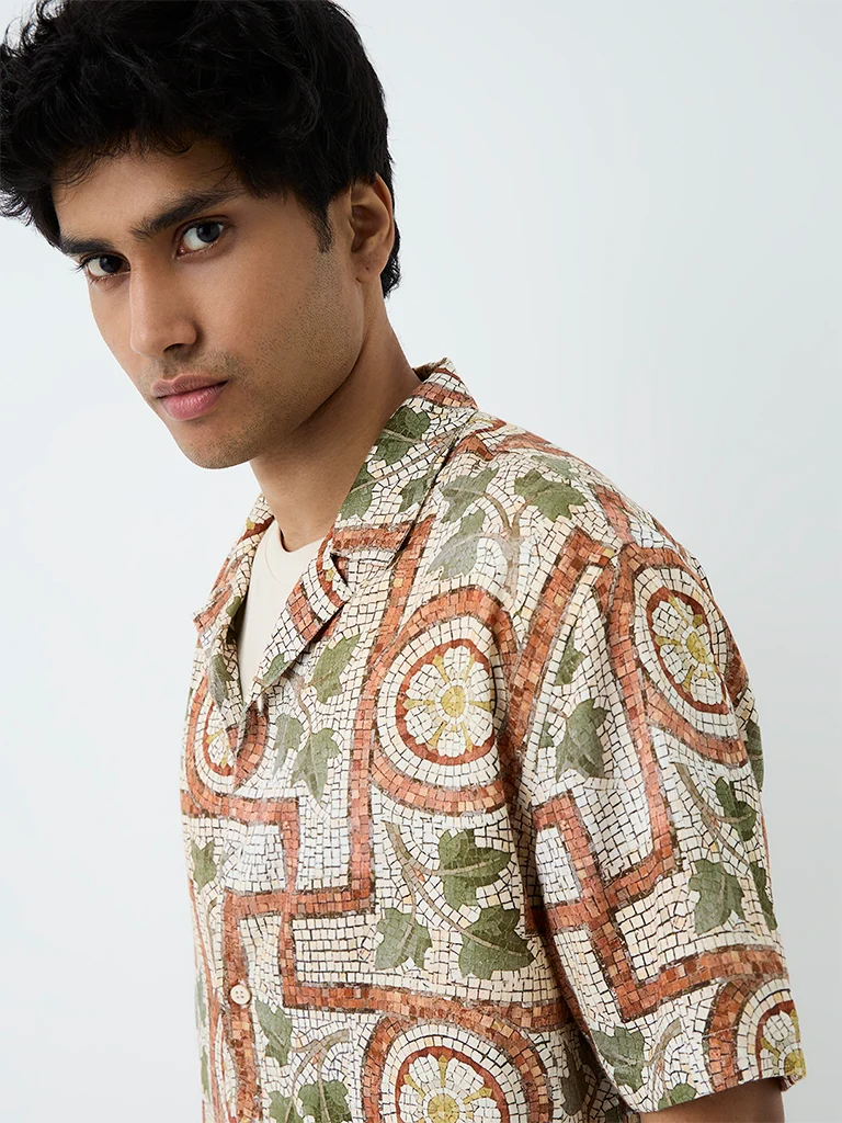ETA Multicolor Printed Relaxed-Fit Cotton-Blend Shirt