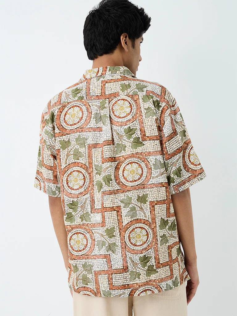 ETA Multicolor Printed Relaxed-Fit Cotton-Blend Shirt