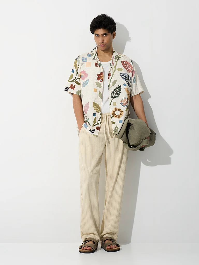Off-White Printed Relaxed-Fit Cotton-Blend Shirt