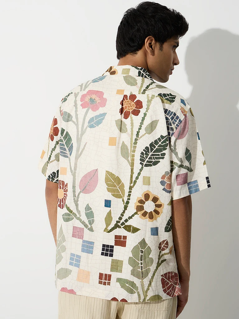Off-White Printed Relaxed-Fit Cotton-Blend Shirt
