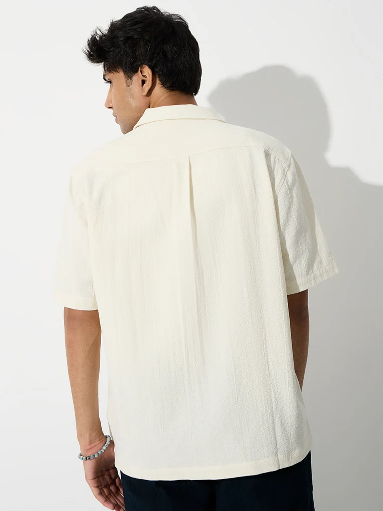 Off-White Foliage Embroidered Relaxed-Fit Cotton Shirt