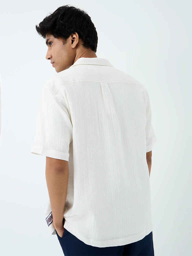 ETA Off-White Botanical Print Relaxed Fit Shirt
