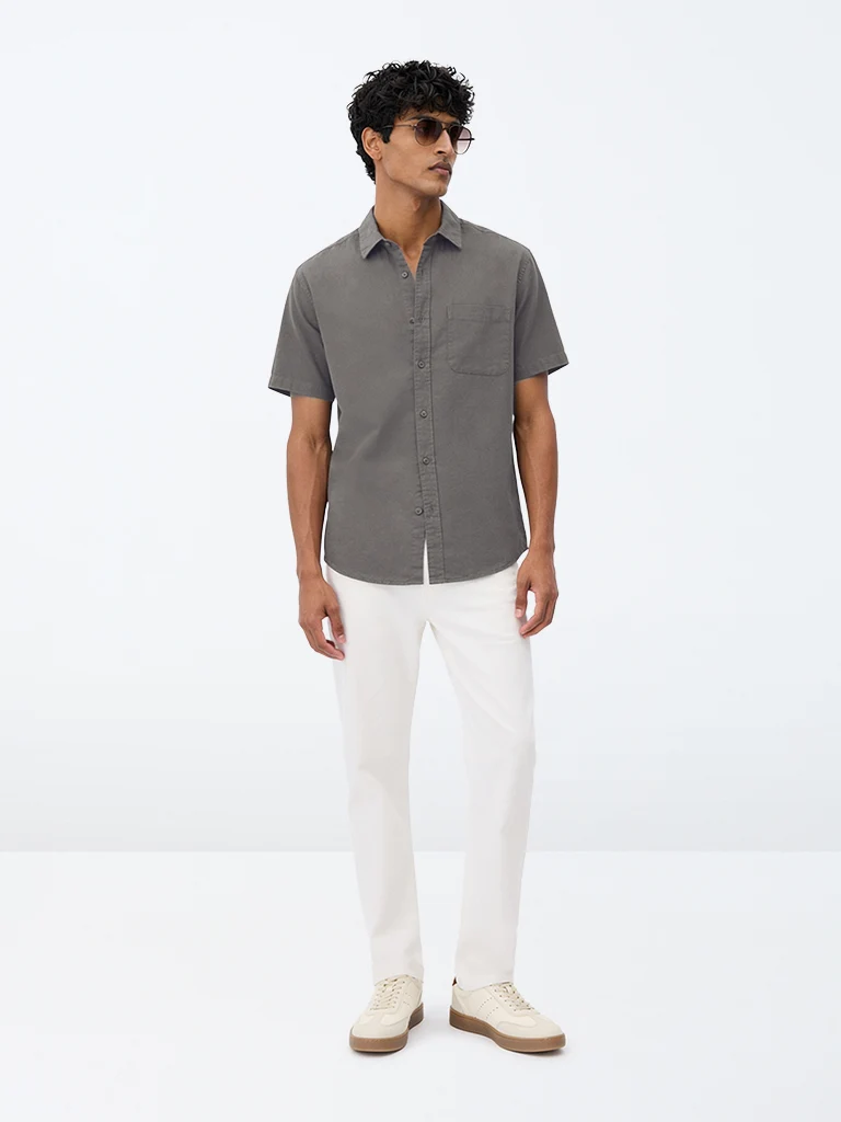 Casuals Dark Grey Relaxed-Fit Shirt