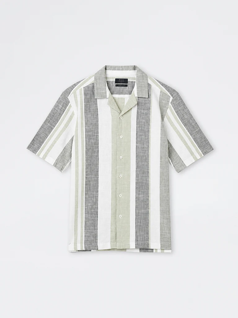 Casuals Multicolour Striped Relaxed-Fit Cotton-Blend Shirt
