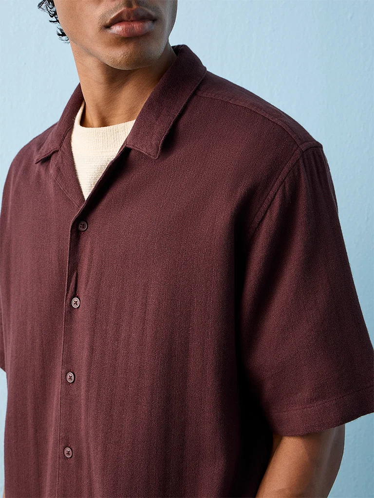 ETA Brown Relaxed-Fit Cotton-Blend Shirt