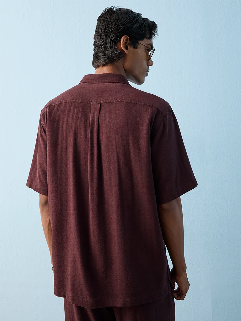 ETA Brown Relaxed-Fit Cotton-Blend Shirt