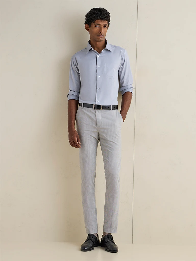 Formals Grey Slim-Fit Cotton Shirt