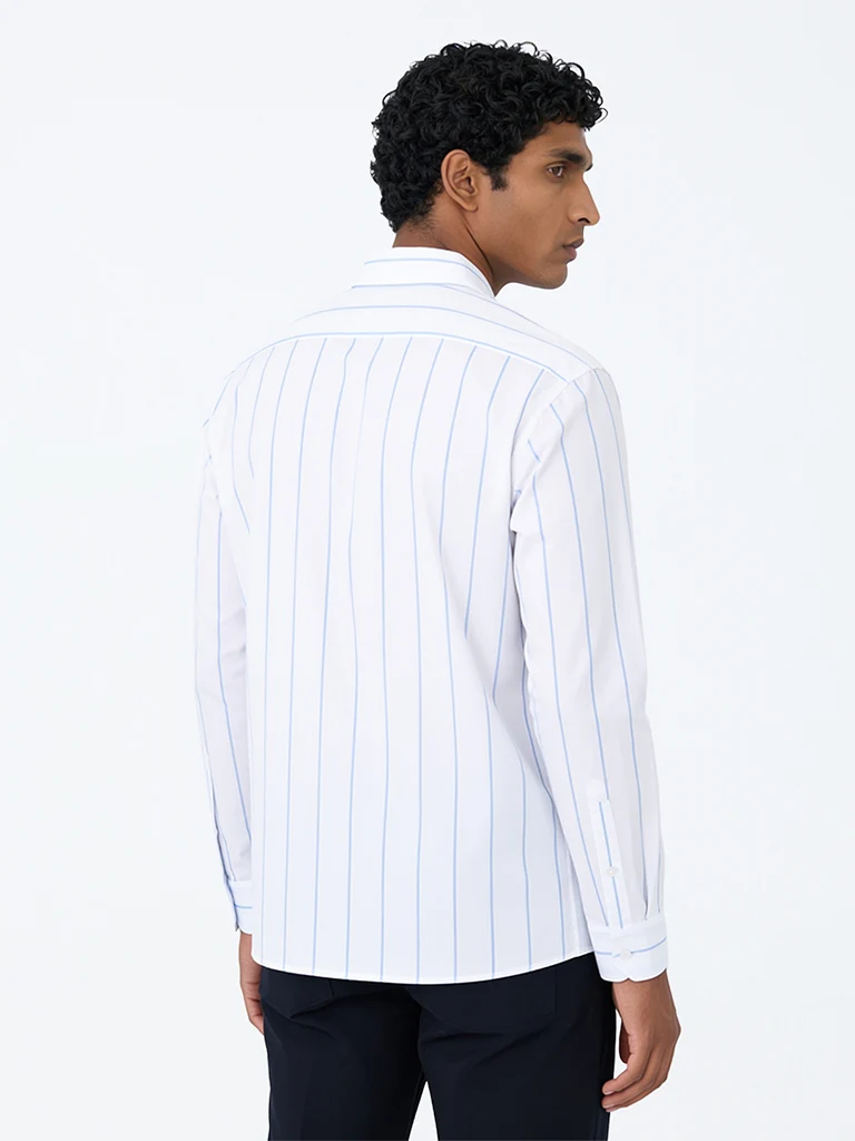 Formals White Striped Relaxed-Fit Cotton Shirt