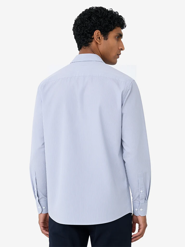 Formals Light Blue Checkered Relaxed-Fit Cotton Shirt