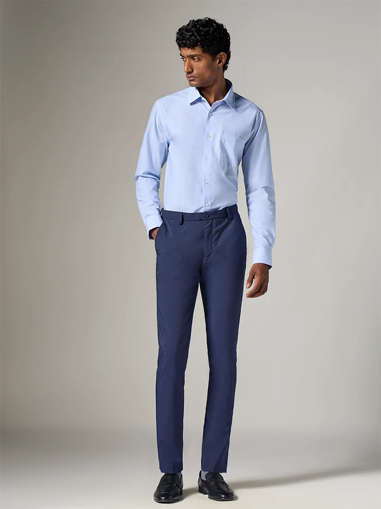 Formals Light Blue Slim-Fit Cotton Shirt
