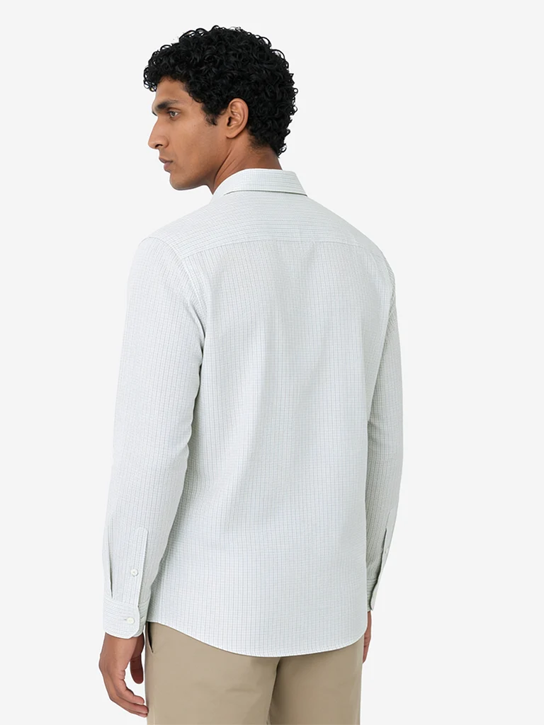Formals Sage Checkered Slim-Fit Cotton Shirt