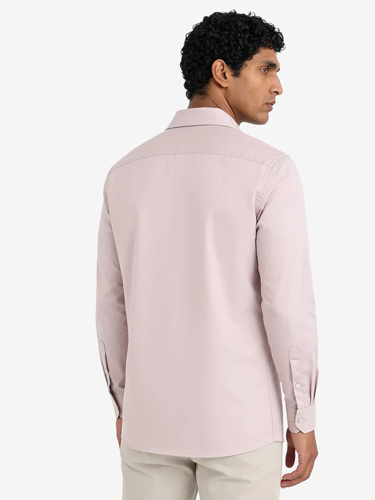 Formals Dusty Pink Solid Slim-Fit Shirt