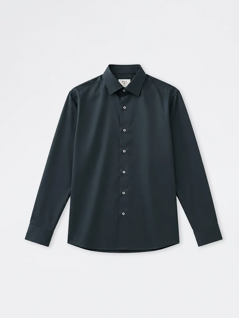 Formals Dark Teal Solid Slim-Fit Shirt