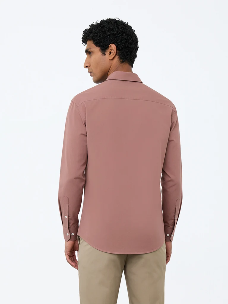 Formals Dusty Pink Ultra Slim-Fit Cotton-Blend Shirt