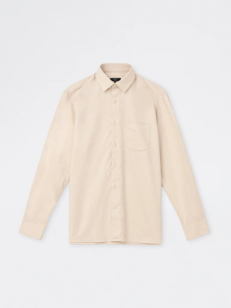 Formals Cream Solid Relaxed-Fit Cotton Shirt