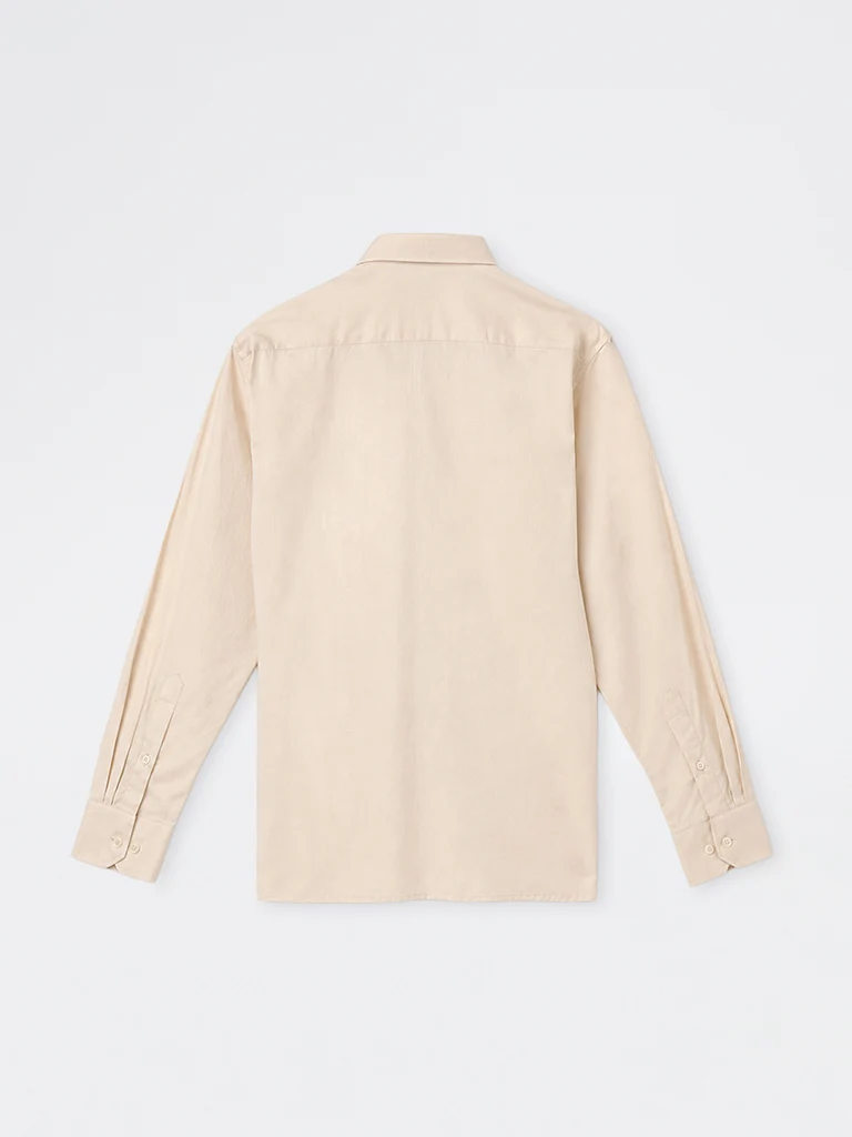 Formals Cream Solid Relaxed-Fit Cotton Shirt