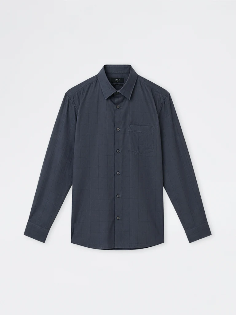 Formals Charcoal Checkered Relaxed-Fit Cotton Shirt
