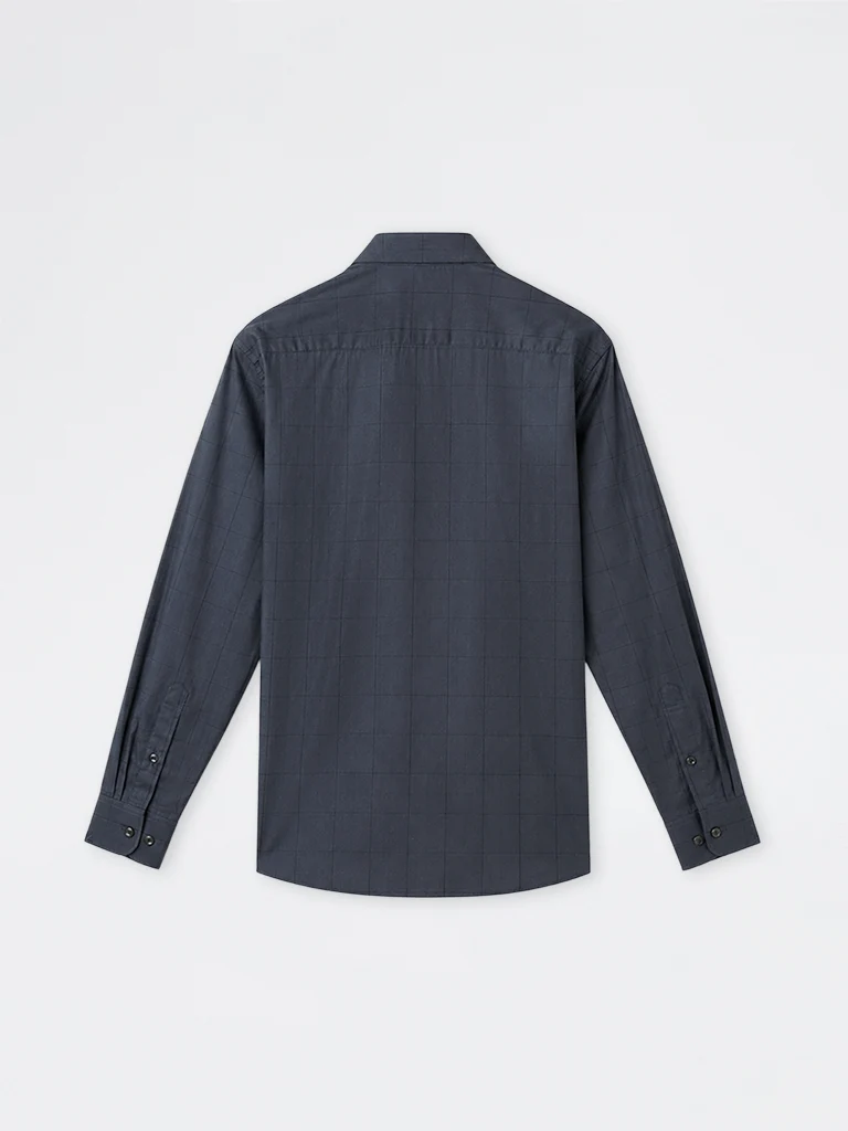 Formals Charcoal Checkered Relaxed-Fit Cotton Shirt