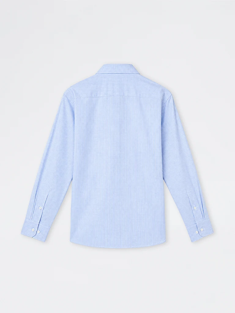 Formals Blue Checked Slim-Fit Cotton Shirt
